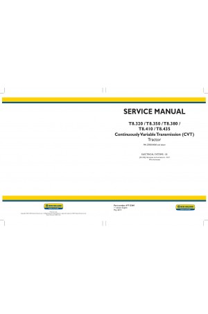 New Holland T8.320, T8.350, T8.380, T8.410, T8.435 Service Manual