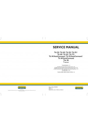 New Holland T6.120, T6.140, T6.150, T6.155, T6.160, T6.165, T6.175 Service Manual