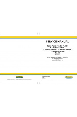 New Holland T6.120, T6.140, T6.150, T6.155, T6.160, T6.165, T6.175 Service Manual