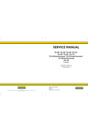 New Holland T6.120, T6.140, T6.150, T6.155, T6.160, T6.165, T6.175 Service Manual