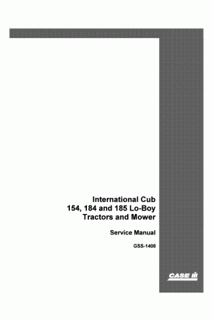 Case IH 154, 184, 185, CUB-154, CUB-184, CUB-185 Service Manual