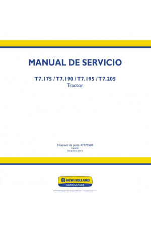New Holland T7.175, T7.190, T7.195, T7.205 Service Manual