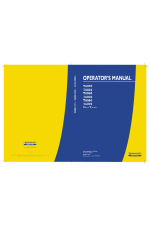 New Holland T6020, T6030, T6040, T6050, T6060, T6070 Operator`s Manual