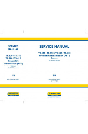 New Holland T8.320, T8.350, T8.380, T8.410, T8.435 Service Manual