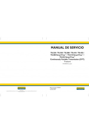 New Holland T8.320, T8.350, T8.380, T8.410, T8.435 Service Manual