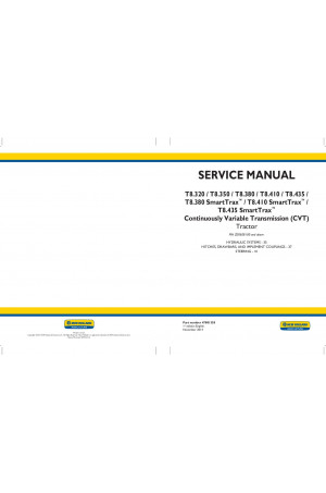 New Holland T8.320, T8.350, T8.380, T8.380 SmartTrax, T8.410, T8.410 SmartTrax, T8.435, T8.435 SmartTrax Service Manual