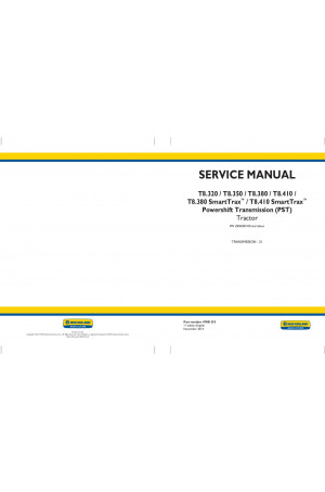 New Holland T8.320, T8.350, T8.380, T8.380 SmartTrax, T8.410, T8.410 SmartTrax Service Manual