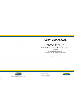 New Holland T4.105, T4.115, T4.85, T4.95 Service Manual