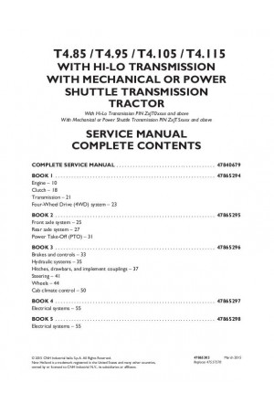 New Holland T4.105, T4.115, T4.85, T4.95 Service Manual