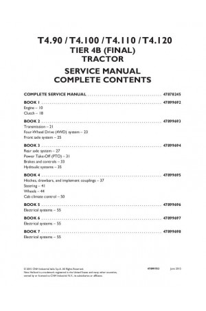 New Holland T4.100, T4.110, T4.120, T4.90 Service Manual