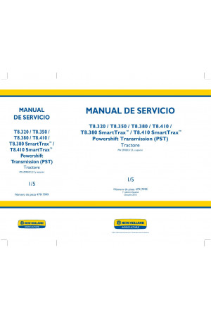 New Holland T8.320, T8.350, T8.380, T8.380 SmartTrax, T8.410, T8.410 SmartTrax Service Manual