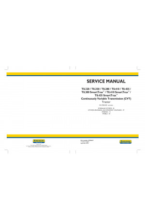 New Holland T8.320, T8.350, T8.380, T8.380 SmartTrax, T8.410, T8.410 SmartTrax, T8.435, T8.435 SmartTrax Service Manual