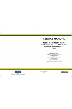 New Holland T8.320, T8.350, T8.380, T8.380 SmartTrax, T8.410, T8.410 SmartTrax Service Manual