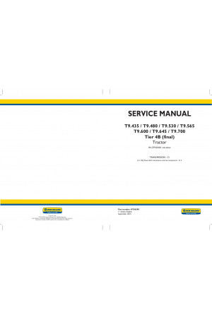 New Holland T9.435, T9.480, T9.530, T9.565, T9.600, T9.645, T9.700 Service Manual