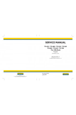 New Holland T9.435, T9.480, T9.530, T9.565, T9.600, T9.645, T9.700 Service Manual