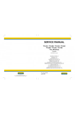 New Holland T9.435, T9.480, T9.530, T9.565, T9.600, T9.645, T9.700 Service Manual