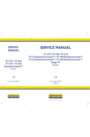 New Holland T7.175, T7.175 AutoCommand, T7.190, T7.190 AutoCommand, T7.210, T7.210 AutoCommand, T7.225 AutoCommand Service Manual