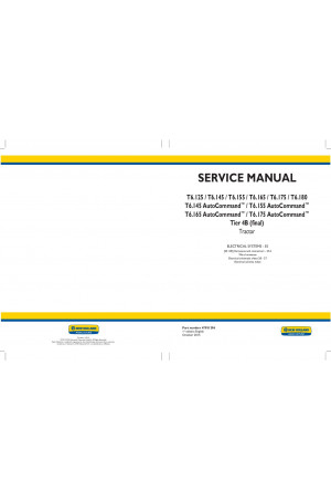 New Holland T6.125, T6.145, T6.155, T6.165, T6.175, T6.180 Service Manual