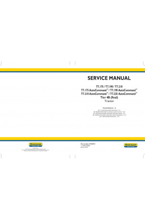 New Holland T7.175, T7.175 AutoCommand, T7.190, T7.190 AutoCommand, T7.210, T7.210 AutoCommand, T7.225 AutoCommand Service Manual