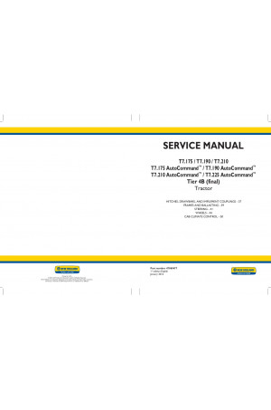 New Holland T7.175, T7.175 AutoCommand, T7.190, T7.190 AutoCommand, T7.210, T7.210 AutoCommand, T7.225 AutoCommand Service Manual