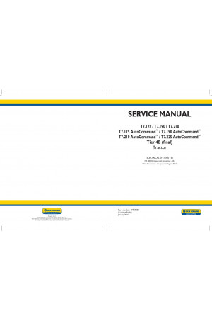 New Holland T7.175, T7.175 AutoCommand, T7.190, T7.190 AutoCommand, T7.210, T7.210 AutoCommand, T7.225 AutoCommand Service Manual