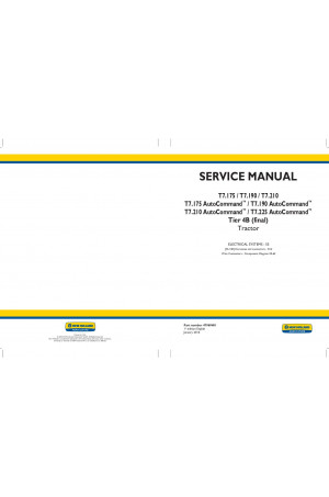 New Holland T7.175, T7.175 AutoCommand, T7.190, T7.190 AutoCommand, T7.210, T7.210 AutoCommand, T7.225 AutoCommand Service Manual