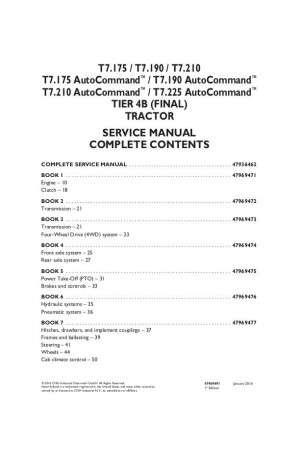 New Holland T7.175, T7.175 AutoCommand, T7.190, T7.190 AutoCommand, T7.210, T7.210 AutoCommand, T7.225 AutoCommand Service Manual