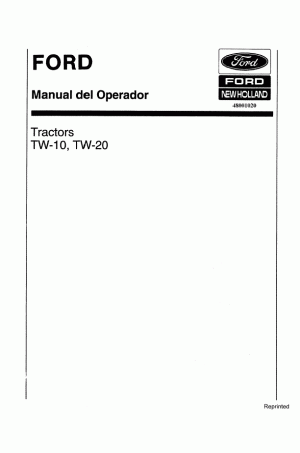 New Holland TW10 Operator`s Manual