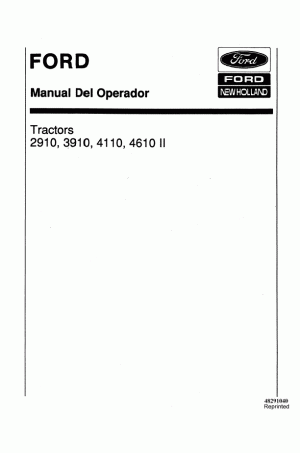 New Holland 2910, 3910, 4110, 4610 Operator`s Manual