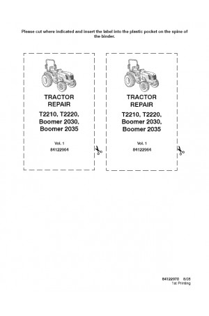 New Holland Boomer 2030, Boomer 2035, T2210, T2220 Service Manual