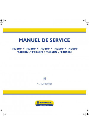 New Holland T4020V, T4030N, T4030V, T4040N, T4040V, T4050N, T4050V, T4060N, T4060V Service Manual