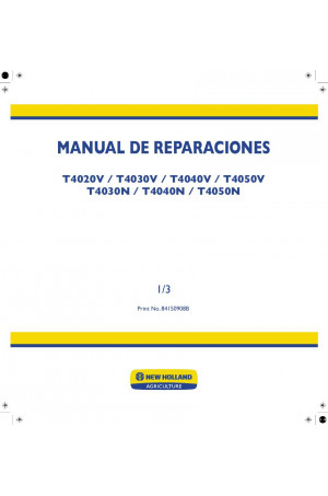 New Holland T4020V, T4030N, T4030V, T4040N, T4040V, T4050N, T4050V Service Manual