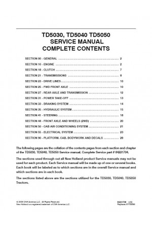 New Holland TD5030, TD5050 Service Manual