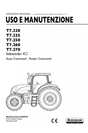 New Holland T7.220, T7.235, T7.250, T7.260, T7.270 Operator`s Manual