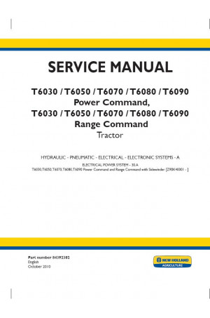 New Holland T6030, T6050, T6070, T6080, T6090 Service Manual