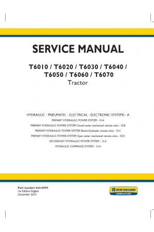 New Holland T6010, T6020, T6030, T6040, T6050, T6060, T6070 Service Manual