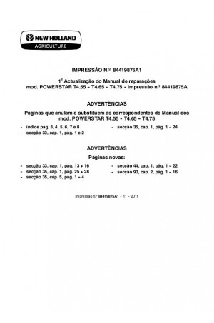 New Holland T4.55, T4.65, T4.75 Service Manual