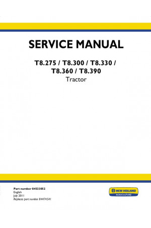 New Holland T8.275, T8.300, T8.330, T8.360, T8.390 Service Manual