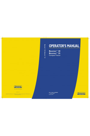 New Holland Boomer 30, Boomer 35 Operator`s Manual