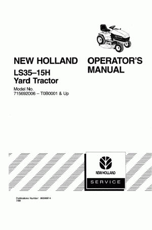 New Holland LS35 Operator`s Manual