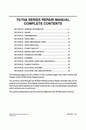 New Holland 8670, 8770, 8870, 8970, A Service Manual