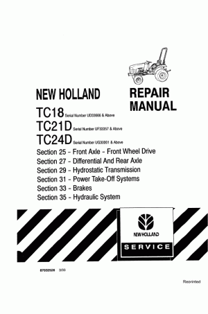 New Holland TC18, TC21D, TC24D Service Manual