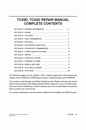 New Holland TC29D, TC33D Service Manual