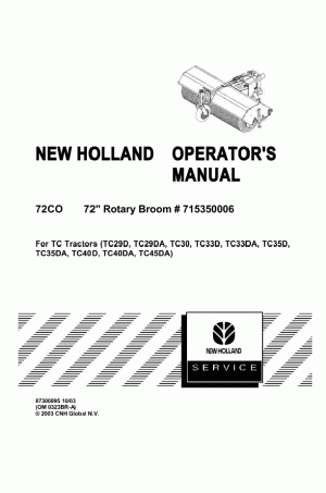 New Holland 72CO Operator`s Manual