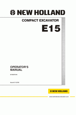 New Holland CE E15 Operator`s Manual