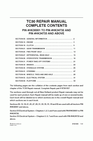 New Holland TC30 Service Manual
