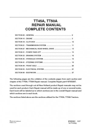 New Holland TT45A, TT50A Service Manual