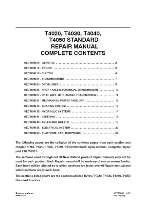 New Holland T4020, T4030, T4040, T4050 Service Manual