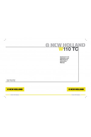 New Holland CE W110TC Operator`s Manual