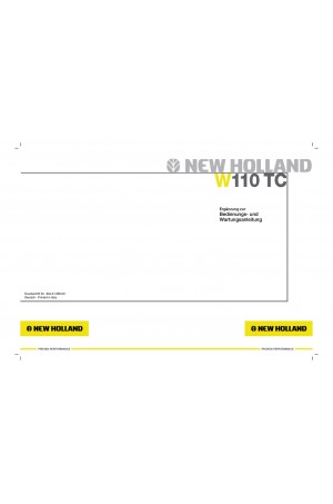 New Holland CE W110TC Operator`s Manual